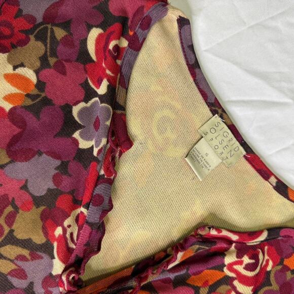 Burgundy floral long sleeve top SIZE S - Picture 4 of 8